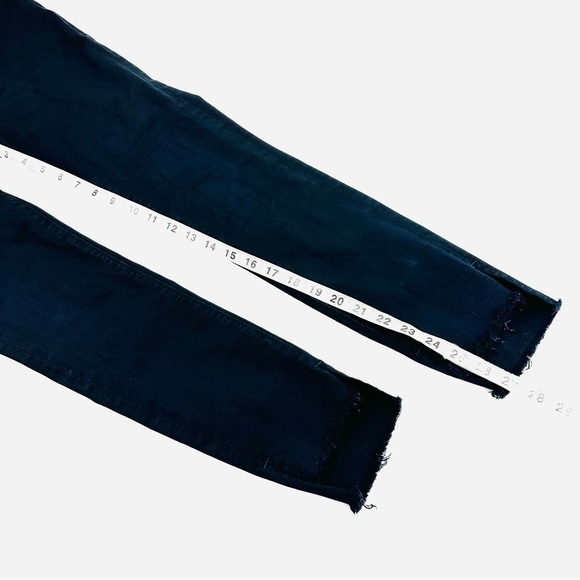Frame Le Skinny De Jeanne Raw Stagger Mid Rise Cropped Skinny Jeans Film Noir - Picture 9 of 13
